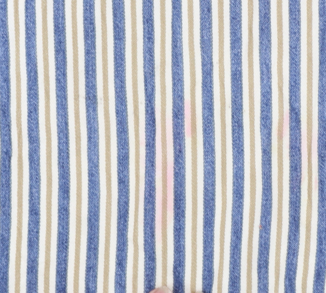 Basic Editions Men's Blue Striped 2XL Tall Cotton Button-Up Shirt