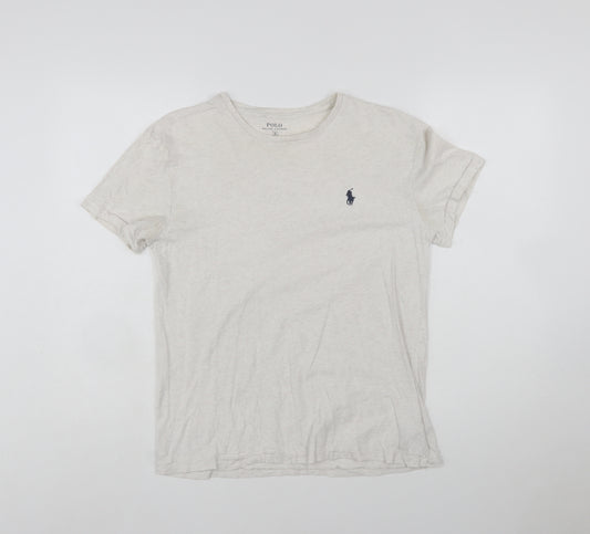 Ralph Lauren Men's Beige Small Lightweight Cotton Crew Neck T-Shirt