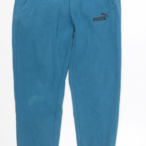 Puma Men Blue Small Jogger Sweatpants Cotton Tapered Fit