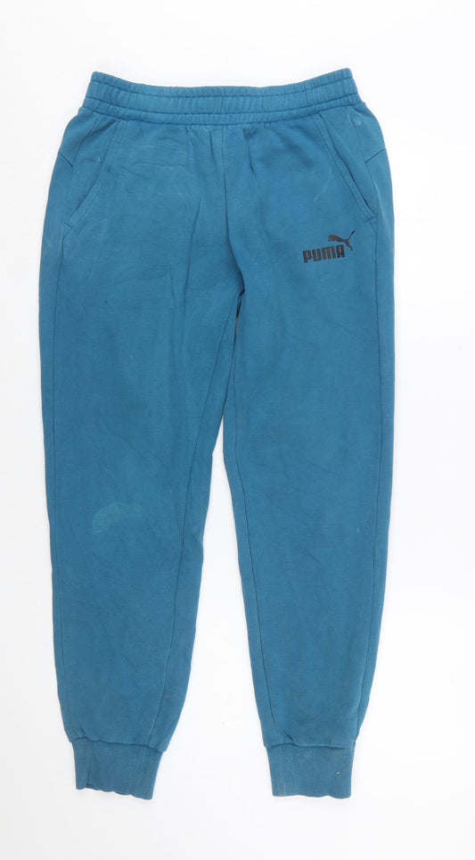 Puma Men Blue Small Jogger Sweatpants Cotton Tapered Fit