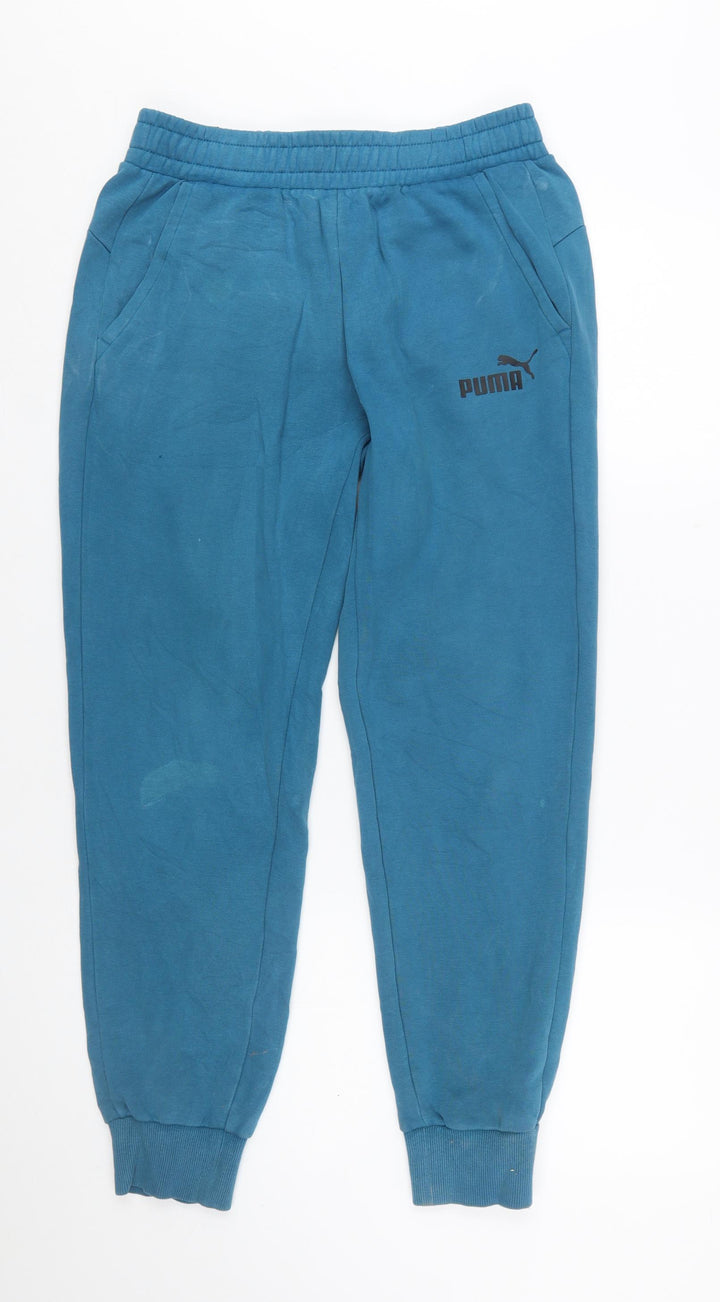 Puma Men Blue Small Jogger Sweatpants Cotton Tapered Fit