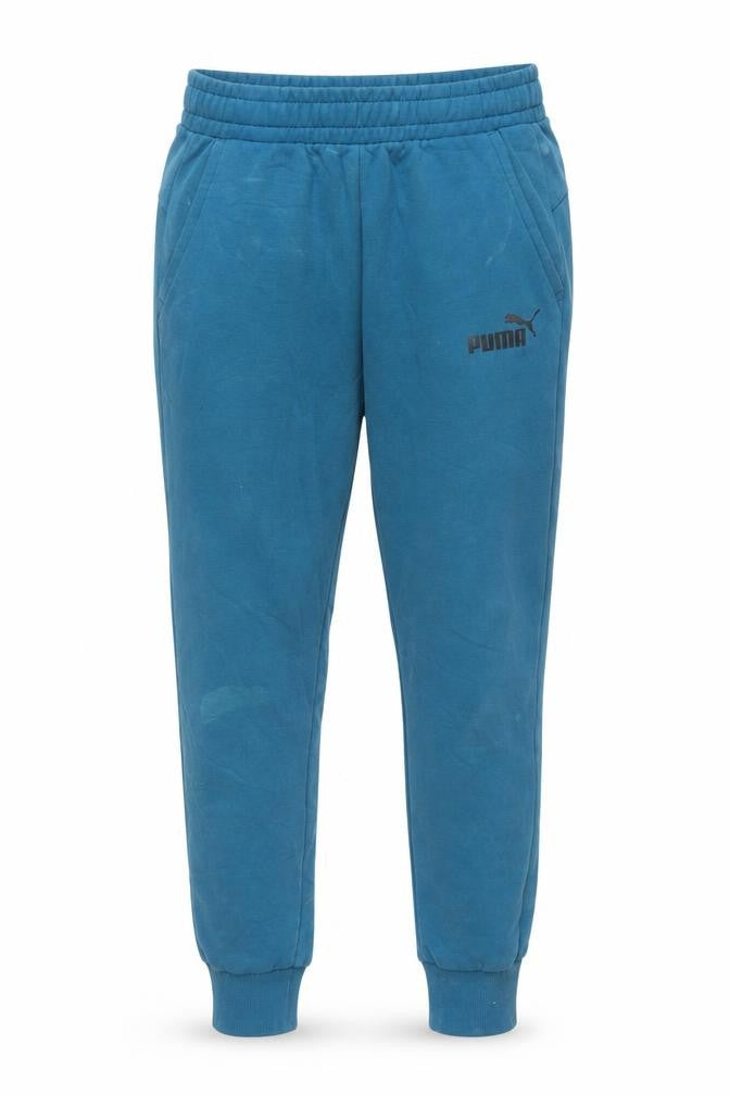 Front view of Puma Men Blue Small Jogger Sweatpants Cotton Tapered Fit
