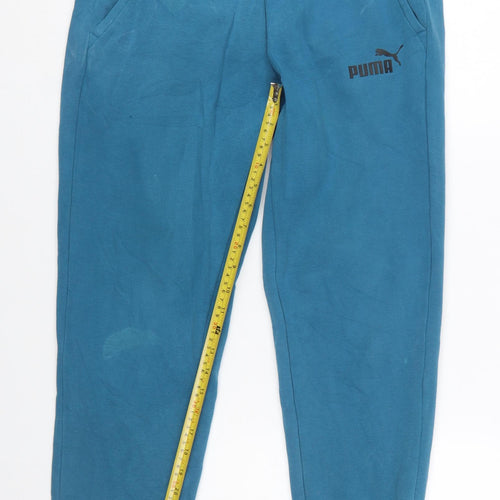 Puma Men Blue Small Jogger Sweatpants Cotton Tapered Fit