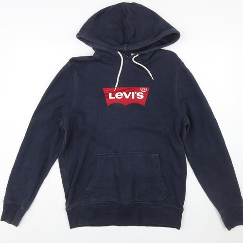 Levi's Men's Blue Pullover Hoodie S Logo Graphic Cotton Sweatshirt