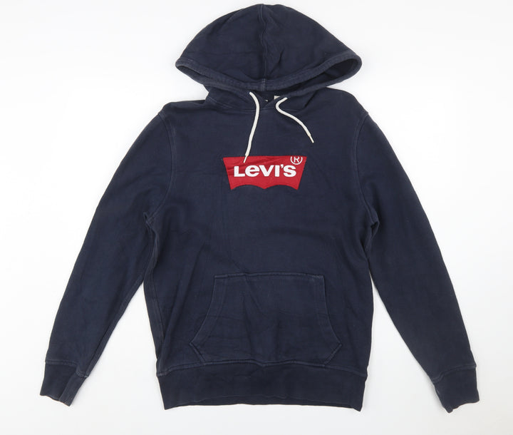 Levi's Men's Blue Pullover Hoodie S Logo Graphic Cotton Sweatshirt