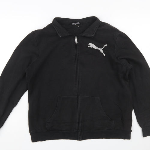 Puma Women Black Size 16 Full Zip Sweatshirt Cotton Blend