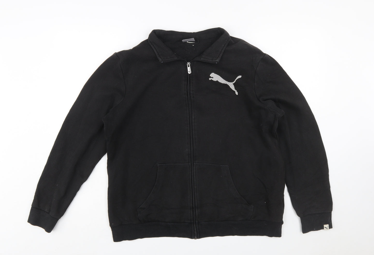 Puma Women Black Size 16 Full Zip Sweatshirt Cotton Blend