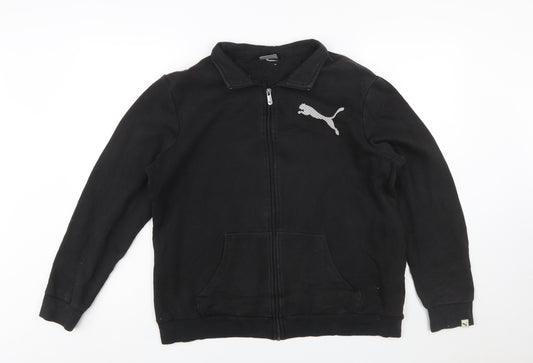 Puma Women Black Size 16 Full Zip Sweatshirt Cotton Blend