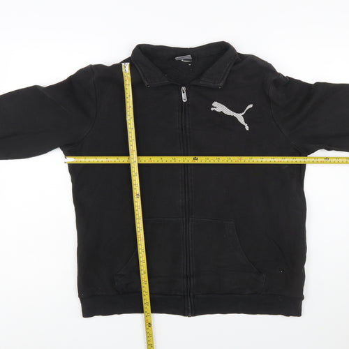 Puma Women Black Size 16 Full Zip Sweatshirt Cotton Blend