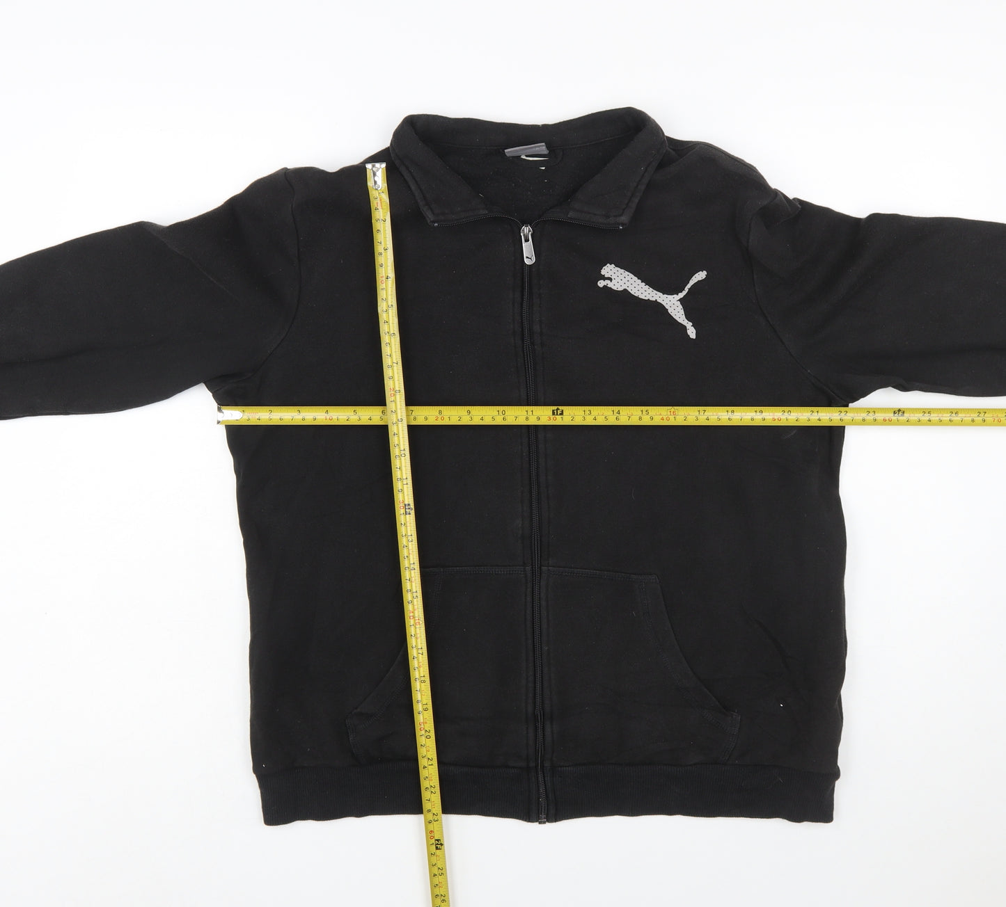 Puma Women Black Size 16 Full Zip Sweatshirt Cotton Blend