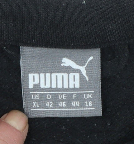 Puma Women Black Size 16 Full Zip Sweatshirt Cotton Blend