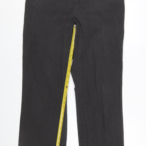 Lee Women’s Black Pinstripe Stretch Straight Leg Trousers Size 16