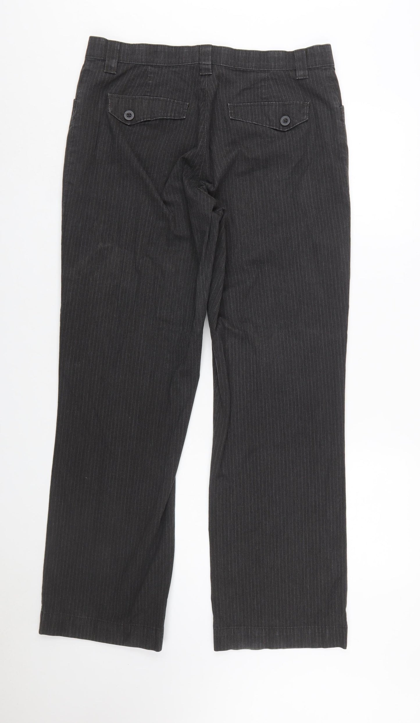 Lee Women’s Black Pinstripe Stretch Straight Leg Trousers Size 16