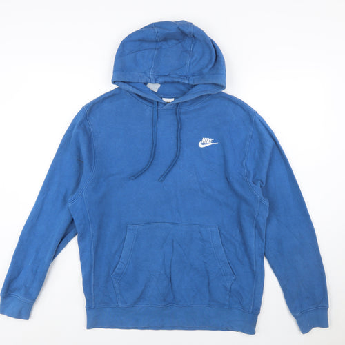 Nike Men Blue Pullover Hoodie M Regular Fit Fleece Sportswear