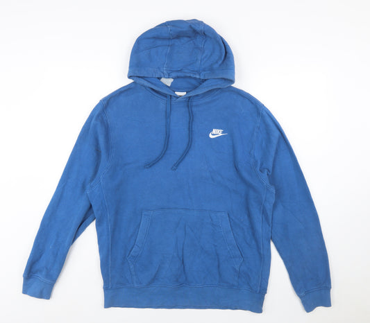 Nike Men Blue Pullover Hoodie M Regular Fit Fleece Sportswear