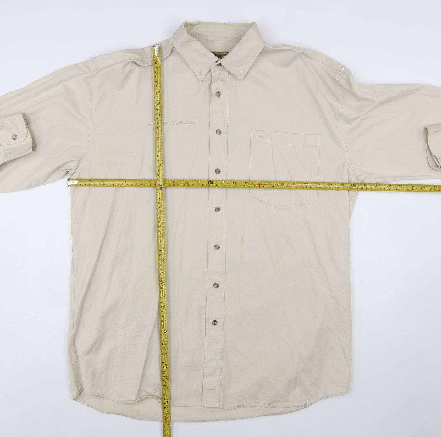 Rivers End Men's Beige Cotton Long Sleeve Button-Up Shirt XL