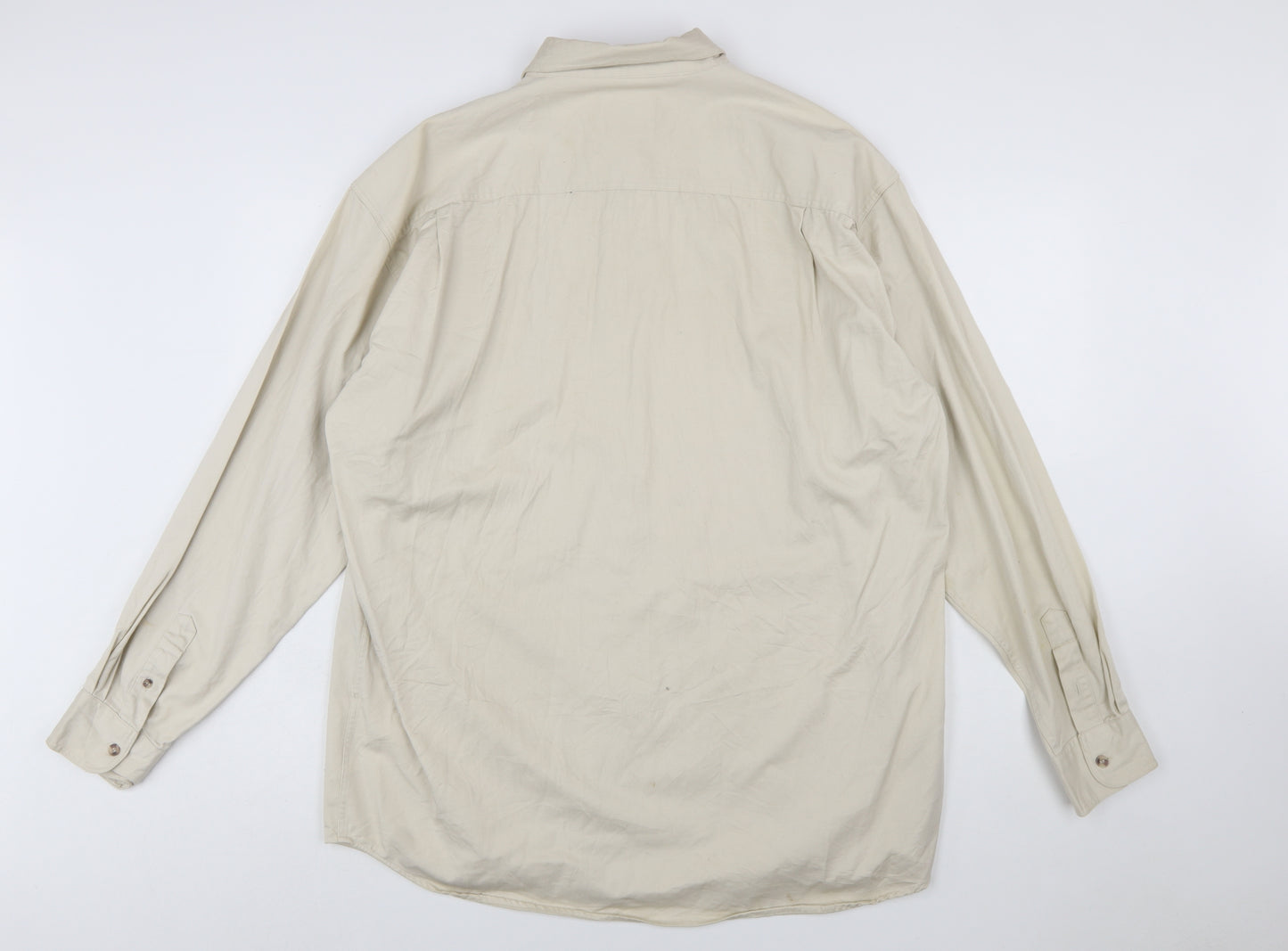 Rivers End Men's Beige Cotton Long Sleeve Button-Up Shirt XL