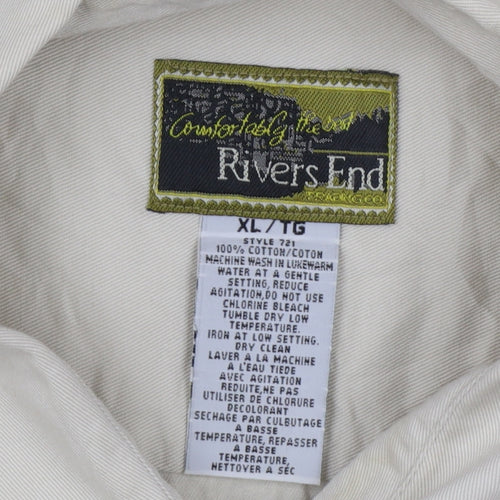 Rivers End Men's Beige Cotton Long Sleeve Button-Up Shirt XL