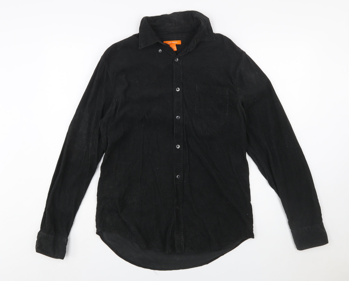 Joe Fresh Men's Black Cotton Corduroy Long Sleeve Button-Up Shirt S