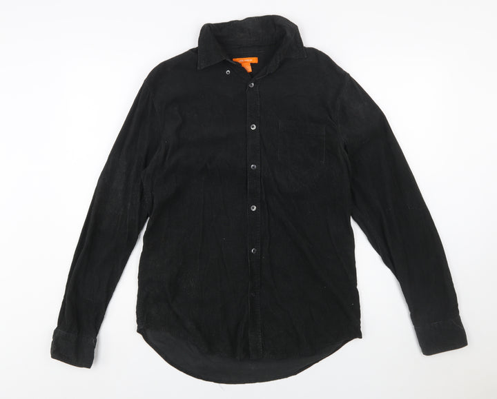 Joe Fresh Men's Black Cotton Corduroy Long Sleeve Button-Up Shirt S