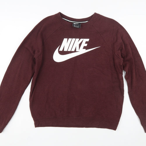 Nike Women’s Burgundy Crew Neck Sweatshirt Size S Logo Print