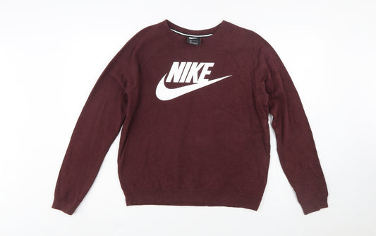 Nike Women’s Burgundy Crew Neck Sweatshirt Size S Logo Print