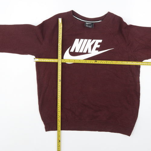 Nike Women’s Burgundy Crew Neck Sweatshirt Size S Logo Print