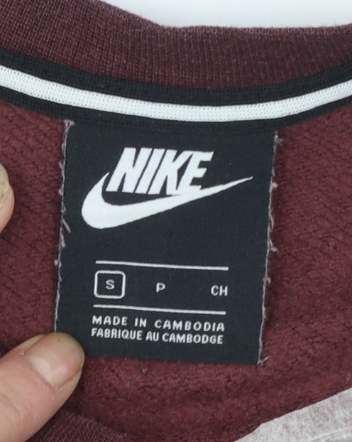 Nike Women’s Burgundy Crew Neck Sweatshirt Size S Logo Print
