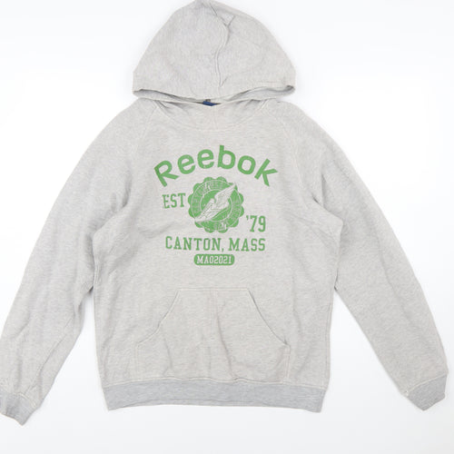Reebok Women's Grey Pullover Hoodie Small Graphic Print Casual