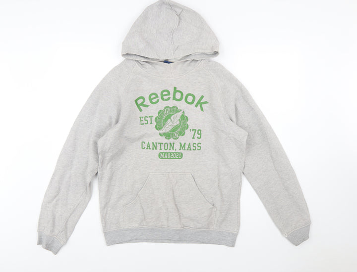 Reebok Women's Grey Pullover Hoodie Small Graphic Print Casual