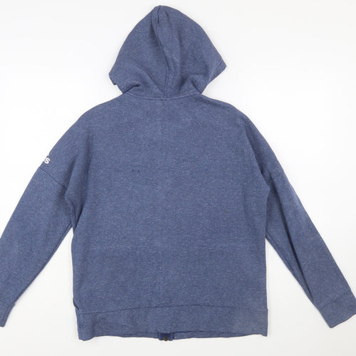 Adidas Boys Blue Full Zip Hoodie Size 13-14 Years Cotton Blend Sportswear