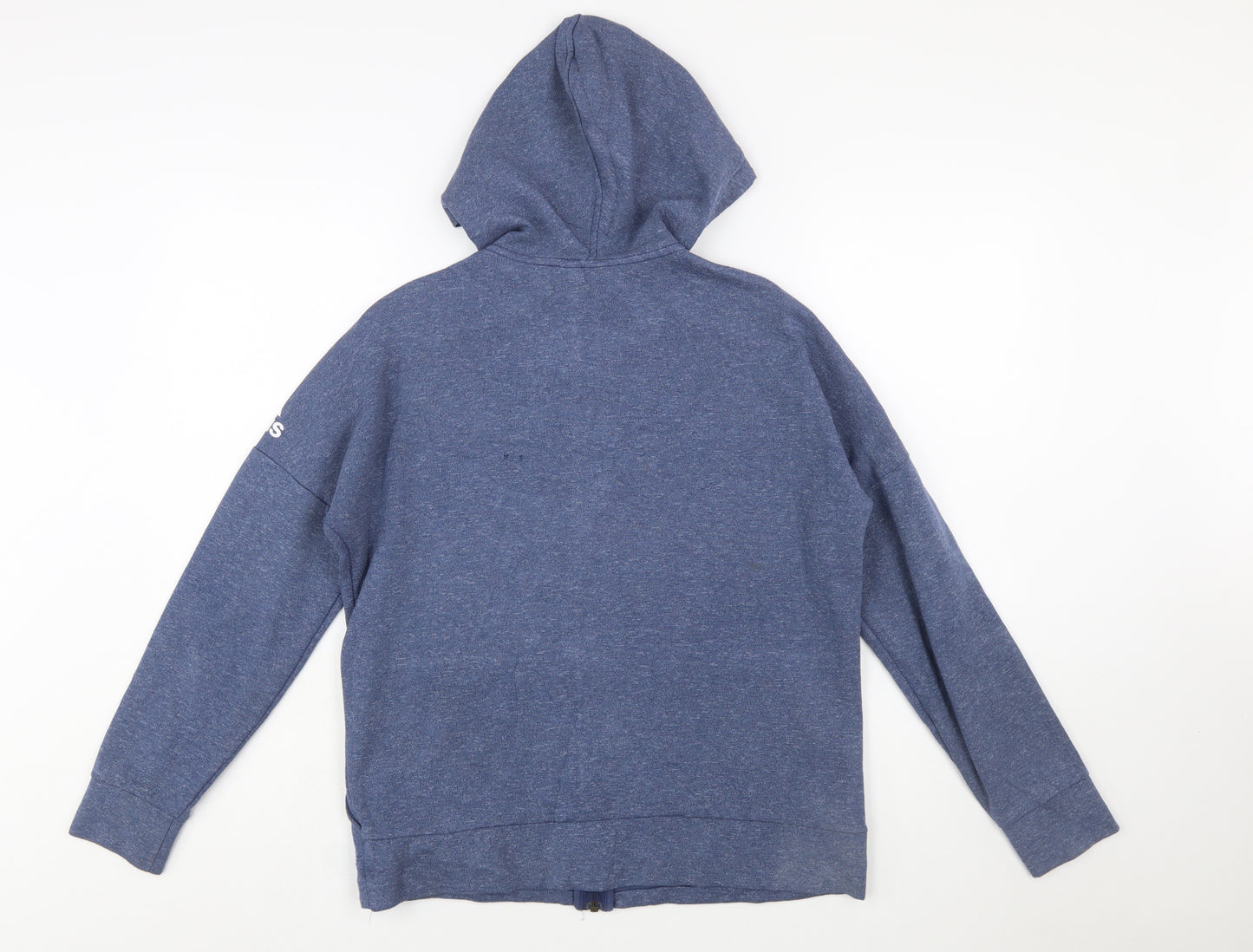 Adidas Boys Blue Full Zip Hoodie Size 13-14 Years Cotton Blend Sportswear