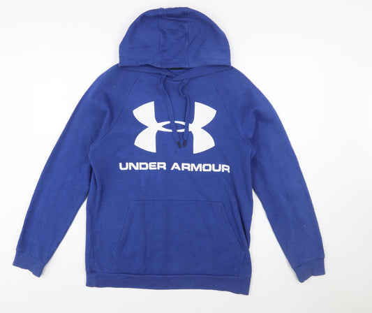Under Armour Men's Blue Pullover Hoodie Small Logo Sports Fleece