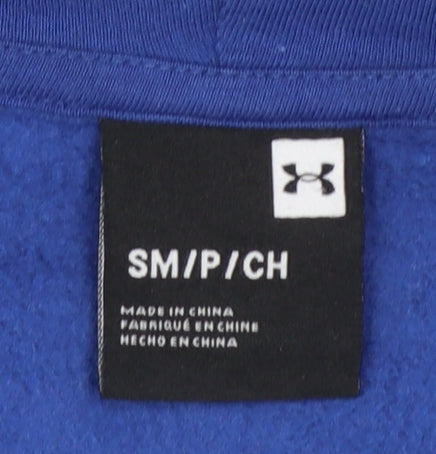Under Armour Men's Blue Pullover Hoodie Small Logo Sports Fleece
