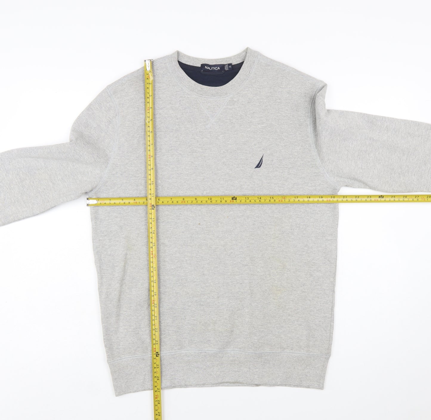 Nautica Men's Grey XS Crew Neck Cotton Blend Sweatshirt