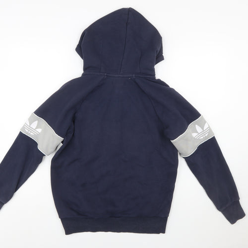 Adidas Women Navy & Grey 1/2 Zip Hoodie UK 8 Cotton Blend Classic