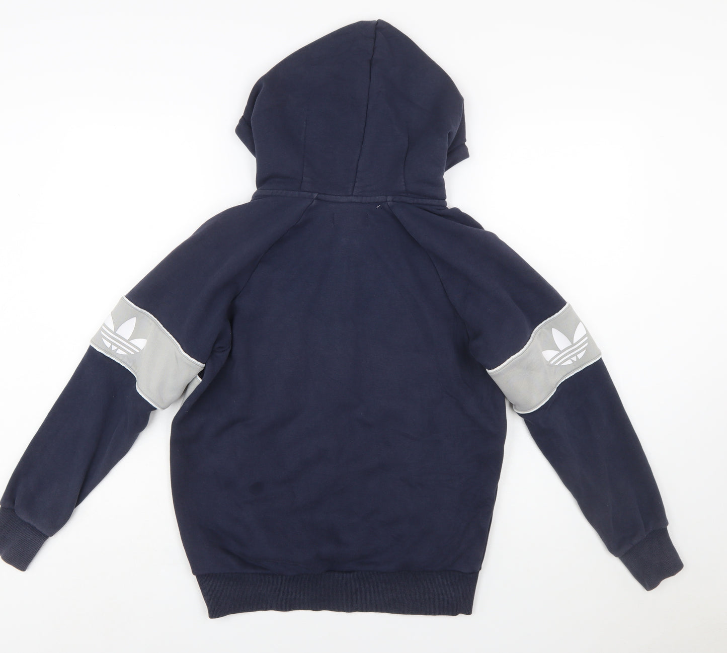 Adidas Women Navy & Grey 1/2 Zip Hoodie UK 8 Cotton Blend Classic