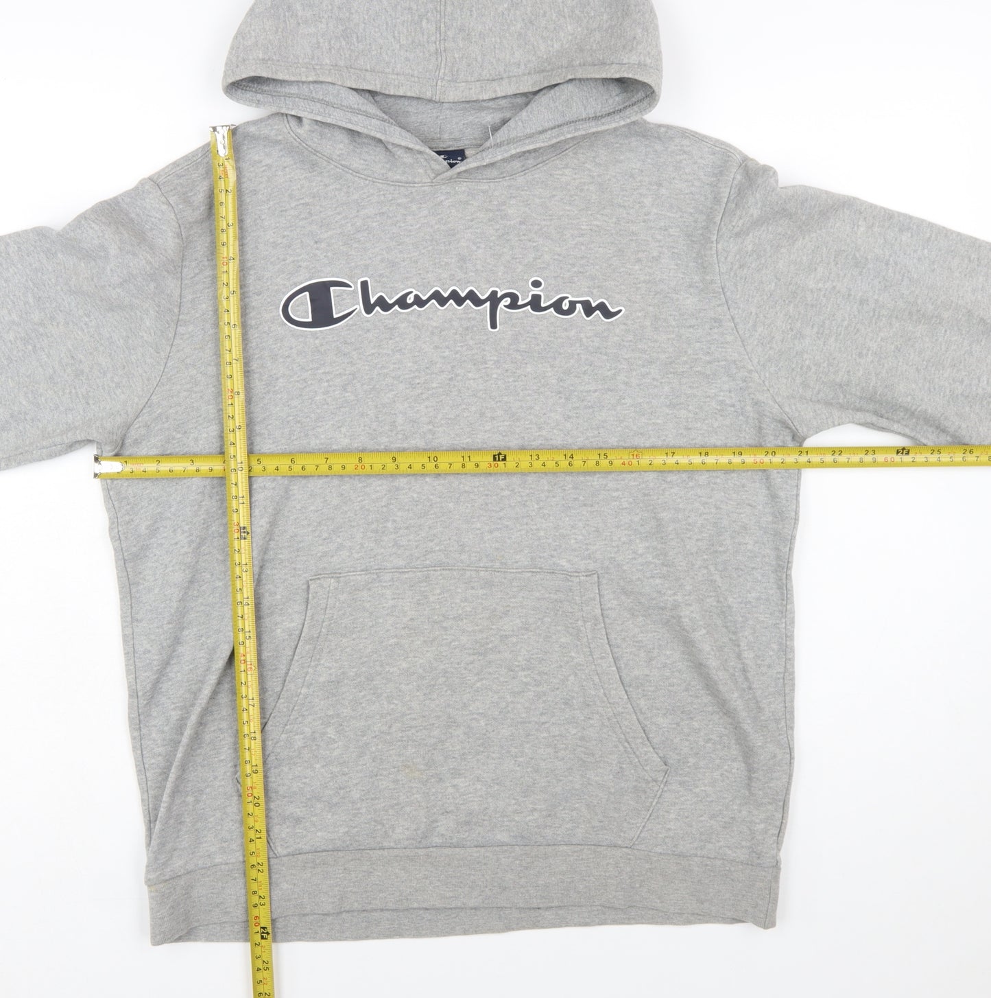 Champion Boys Grey Pullover Hoodie 2XL 15-16 Years Logo Print Cotton Blend