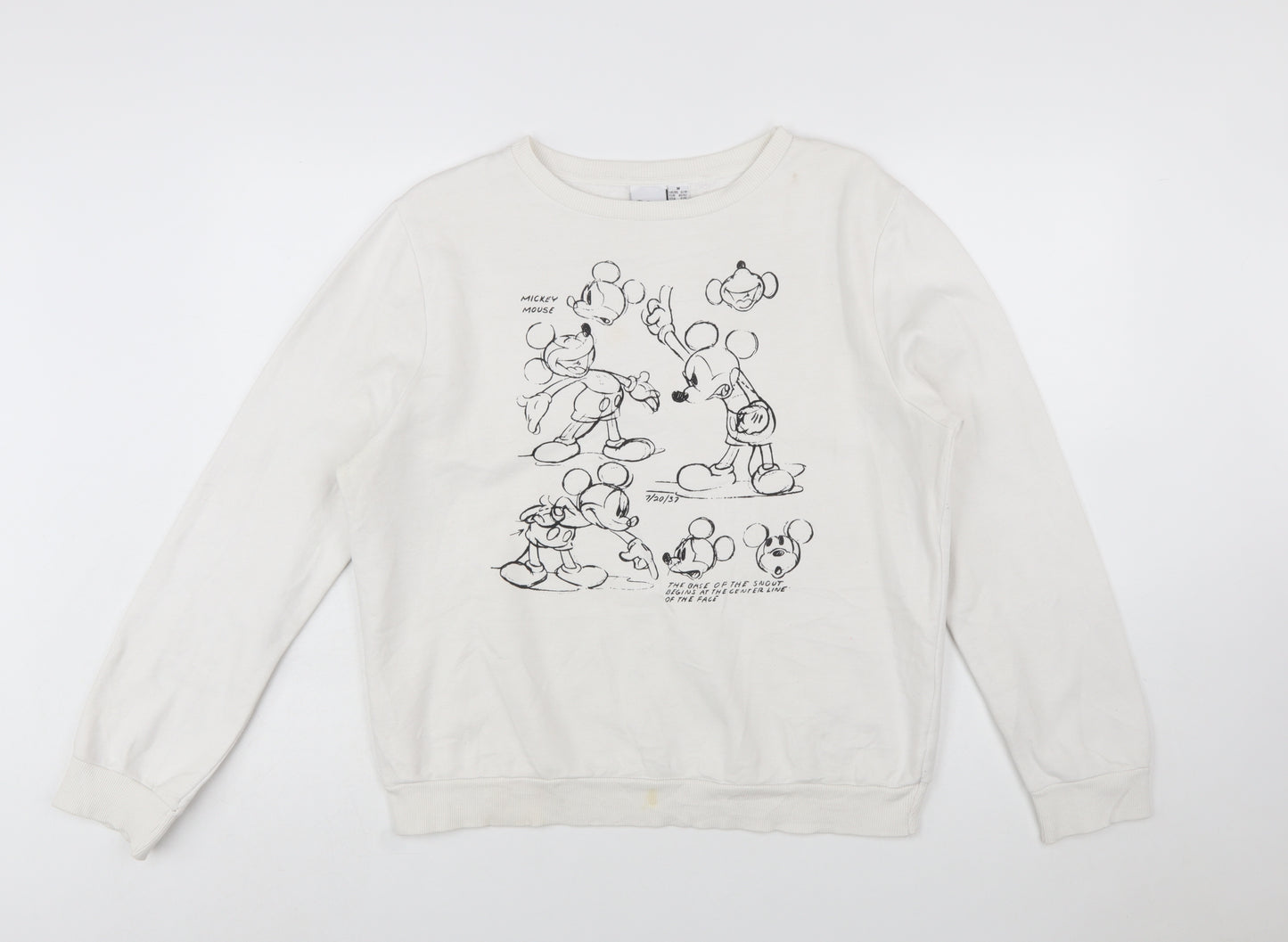 Disney x Primark Women White Mickey Mouse Graphic Sweatshirt M 12/14