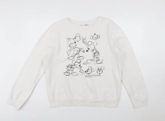 Disney x Primark Women White Mickey Mouse Graphic Sweatshirt M 12/14
