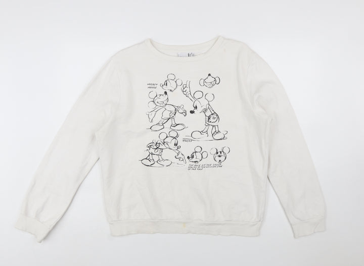 Disney x Primark Women White Mickey Mouse Graphic Sweatshirt M 12/14