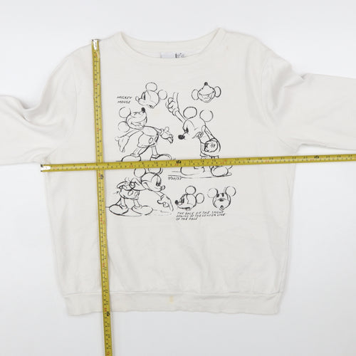 Disney x Primark Women White Mickey Mouse Graphic Sweatshirt M 12/14
