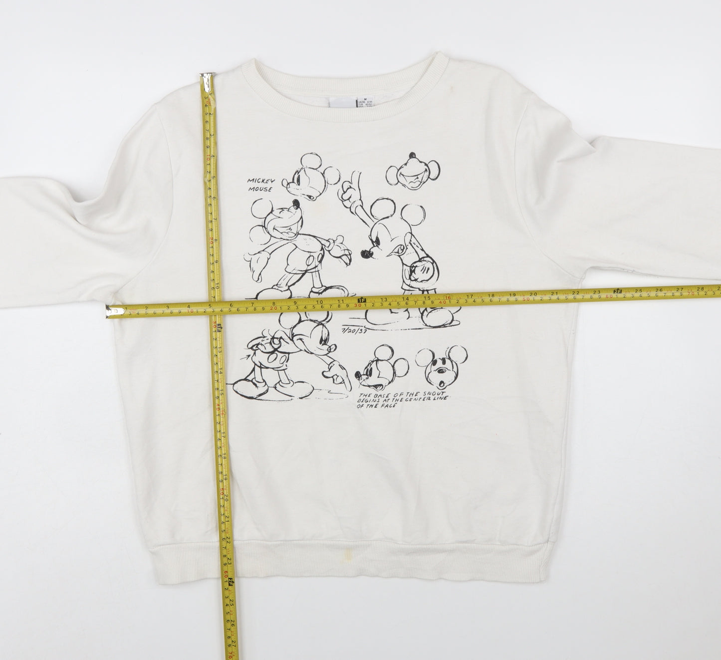 Disney x Primark Women White Mickey Mouse Graphic Sweatshirt M 12/14