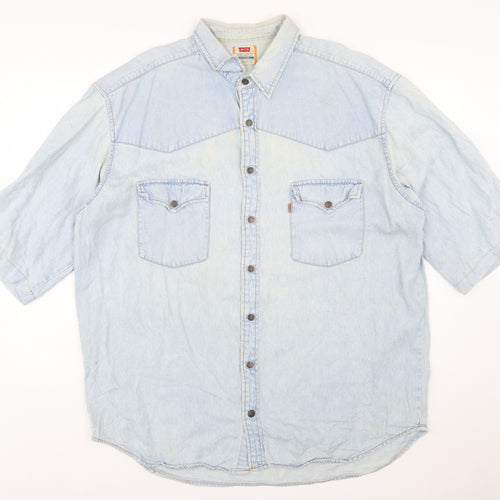 Levi's Men's Blue Denim Western Short Sleeve Shirt 2XL