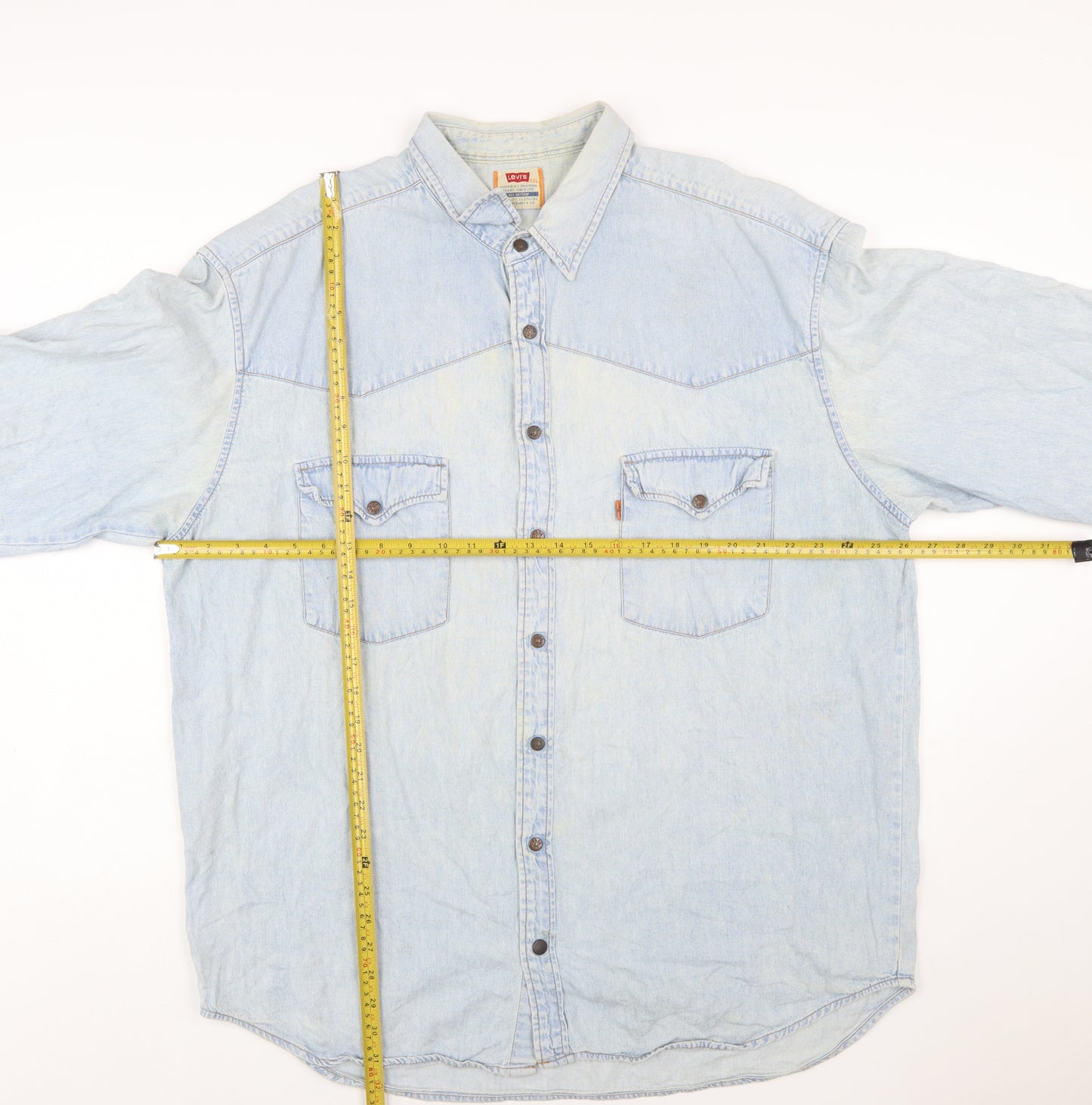 Levi's Men's Blue Denim Western Short Sleeve Shirt 2XL