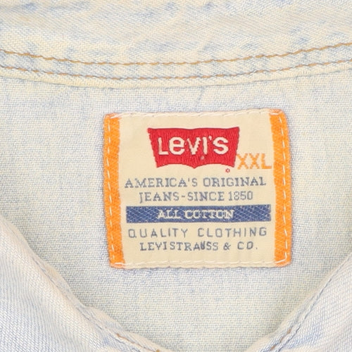 Levi's Men's Blue Denim Western Short Sleeve Shirt 2XL