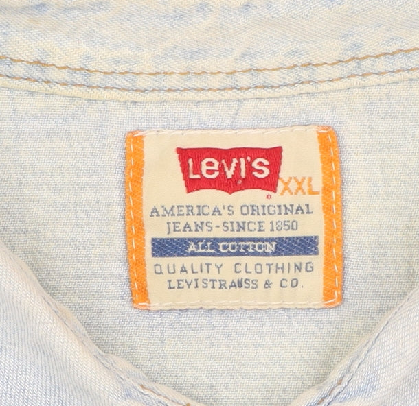 Levi's Men's Blue Denim Western Short Sleeve Shirt 2XL