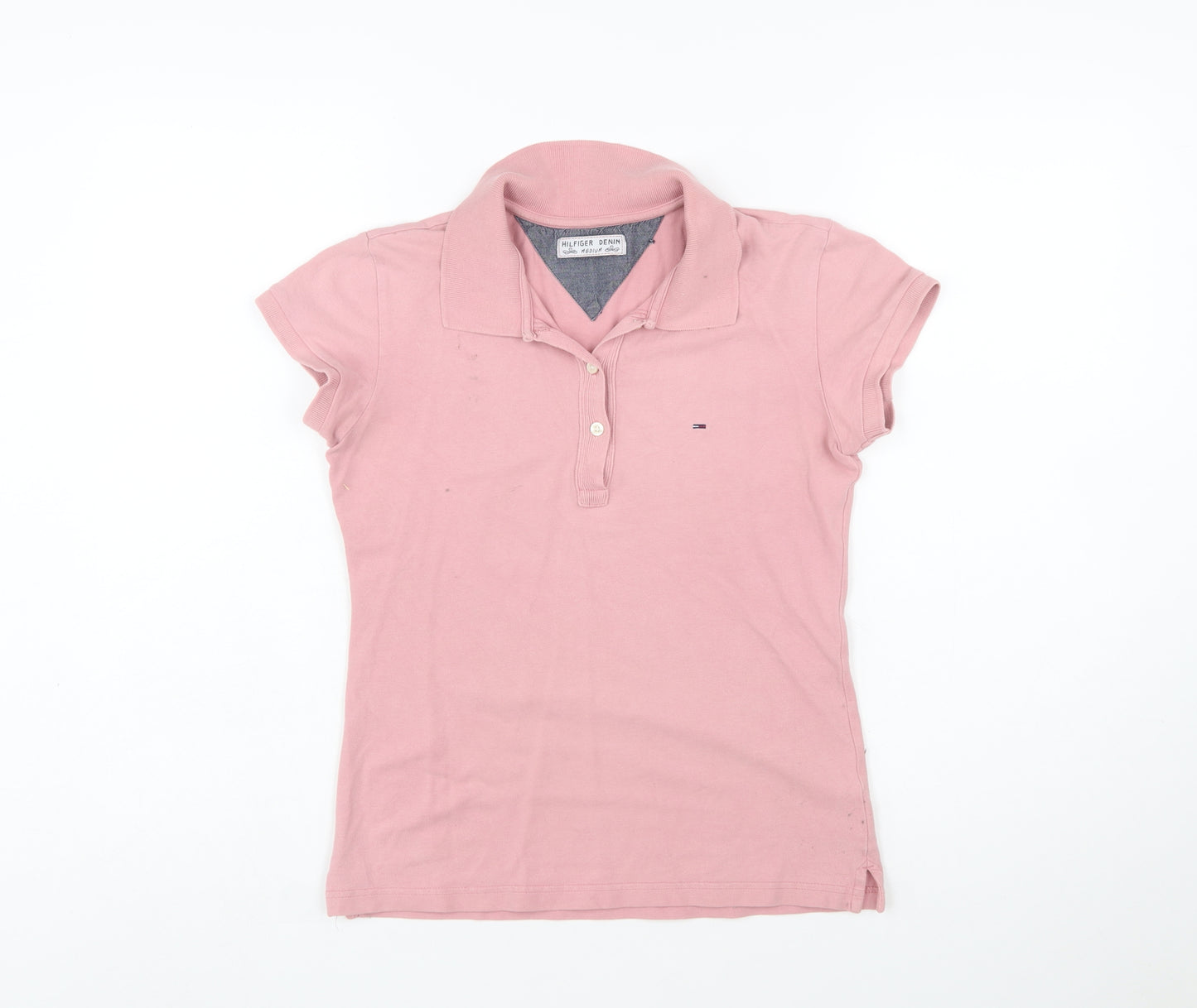 Hilfiger Denim Women's Pink Polo Shirt Medium Slim Fit Cotton