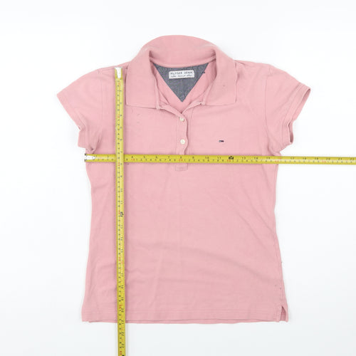 Hilfiger Denim Women's Pink Polo Shirt Medium Slim Fit Cotton