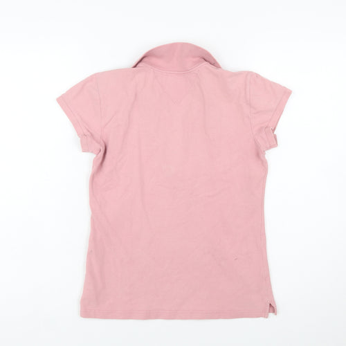 Hilfiger Denim Women's Pink Polo Shirt Medium Slim Fit Cotton